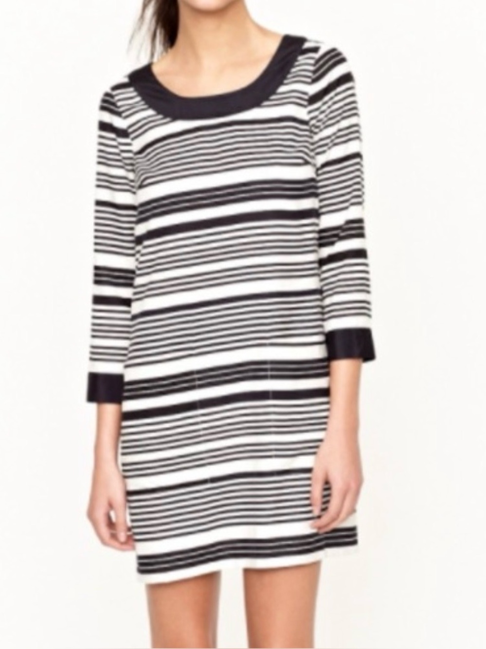 Jcrew navy and ivory silk shift dress